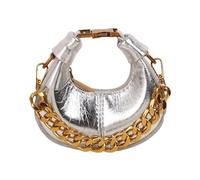 YIZITU Bolso bandolera semicircular para mujer, bolso retro y bolso de hombro para otoño e invierno, media luna, para uso diario, otoño e invierno, bolso de mano retro para mujer, media luna, Silver