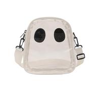 YIZITU Bolso cruzado con diseño de calavera con temática de Halloween, ligera, de tela sintética, correa ajustable, para teléfono, cartera, almacenamiento, fiesta, temática, Negro transparente, One