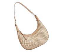 YIZITU Bolso de hombro simple para mujer, tejido de paja, casual, albóndigas, axilas, mensajeros retro para viajes, albóndigas, tendencia, hombro, axila, simple cruzado para uso diario, Khaki, One