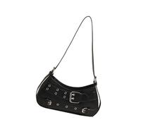 YIZITU Bolso de mano retro para mujer, estilo retro, para viajes, compras, a la moda, con hebilla en las axilas, hombro, con hebilla de axila, bolso de mano a juego con todas las axilas, Black, One