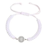 YIZITU Catolicismo Benedicto Cruzado Ajustable Pulsera Tejida a Mano Bautismo Fe Hombres Mujeres Cuerda Tejida Ajustable