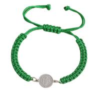 YIZITU Catolicismo Benedicto Cruzado Ajustable Pulsera Tejida a Mano Bautismo Fe Hombres Mujeres Cuerda Tejida Ajustable