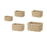 YIZITU Cestas Tejidas Apilables Portátiles Naturales para Ahorrar Espacio Almacenamiento En Hogar Diseño Fácil De Usar Organización del Hogar 4/5 Uds.