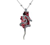 YIZITU Collar con colgante de corazón de serpiente romántica oscura, cadena ajustable para clavícula, unisex, joyería de regalo, collar ajustable para mujer, talla única, como se describe, como se