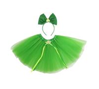 YIZITU Conjunto de falda tutú y sombrero, juego de falda tutú verde y diadema, suministros de cosplay para fiesta irlandesa para decoraciones del día de San Patricio