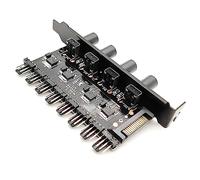 YIZITU Controlador de velocidad de 12 V, 4 pines/3 pines, 8 puertos, carcasa de PC, ventilador de refrigeración, regulador de computadora para gamer, carcasa de PC, concentrador de ventilador