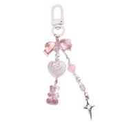 YIZITU Correas de teléfono con colgante de oso de moda, con lazo, para llavero, mochila, llavero de coche, cadena decorativa