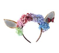 YIZITU Diadema de resina ligera con diseño de cuernos florales con detalle de hongos, diademas de cosplay para bodas, accesorios de fotos, disfraces, diademas de resina con orejas de ciervo con