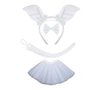 YIZITU Disfraz de cerdo de 1/3/4 piezas para niños, diadema de orejas de cerdo, cola, lazos, guantes, falda tutú, accesorios de cosplay de animales de Halloween