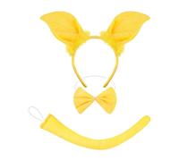 YIZITU Disfraz de cerdo de 1/3/4 piezas para niños, diadema de orejas de cerdo, cola, lazos, guantes, falda tutú, accesorios de cosplay de animales de Halloween