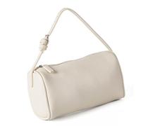 YIZITU Elegante bolso de mano cilíndrico con cremallera suave y amplio espacio de almacenamiento, de piel sintética, bolso cruzado de hombro para bolso de hombro ligero esencial, beige, One Size