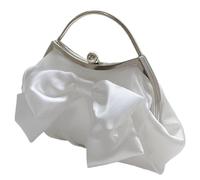 YIZITU Elegante lazo decorativo brillante cadena de metal bolso de noche bolso de hombro para Navidad, bodas y eventos de graduación, correa de cadena desmontable, Lazo blanco, One Size