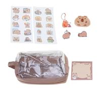 YIZITU Estuche para lápices de gran capacidad con calcomanías, diseño de animales de dibujos animados, bolsa para bolígrafos, estuche de gran capacidad para la escuela, Juego de 6 piezas