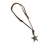 YIZITU Fashion Trend Light Luxury Collarbone Chain Temperament Simple Leather Rope Five Points Star Necklace Five Points Star Necklace For Women