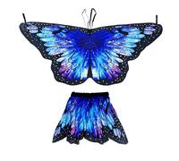 YIZITU Friendly Childrens Butterfly Ensemble Safe Costume Accessory Fashion Shawl and Skirt for Use in Event Halloween Costume Shawl