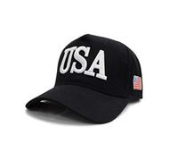 YIZITU Gorra de béisbol de algodón de perfil bajo, protector solar, bandera estadounidense bordada, deportes al aire libre, ajustable, para camionero y papá, Negro, Talla única