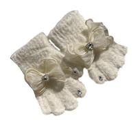 YIZITU Guantes de punto con diamantes de imitación para invierno, guantes elásticos y cálidos para ciclismo, esquí, escalada, para niñas y niños