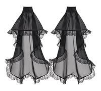 YIZITU Guantes largos victorianos de tul para mujer, mangas de gasa desmontables, para bodas, fiestas, renacimientos, disfraces, accesorios góticos, mangas desmontables, Negro, Talla única