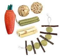 YIZITU Juego de masticar para moler dientes para bolas de heno, palitos de lufa, juguete para hámsteres, cobayas, jerbos
