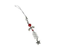 YIZITU Llavero con colgante de árbol de Navidad, correa para teléfono celular, llavero de acrílico hecho a mano para fiestas y uso diario