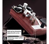 YIZITU Manual de entrenamiento con código morse con cable de 3,5 mm Morse Keyer placa de práctica de onda corta, base de madera, dispositivo de comunicación decorativo