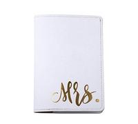 YIZITU Mr Mrs Married Wedding Honeymoon - Funda para pasaporte, organizador de viaje, organizador de viaje, White, Mass Beauty