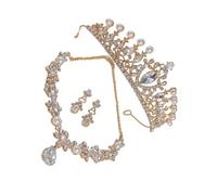 YIZITU Multifuntional Princess Hairpiece Pendant Necklace And Drop Earrings Set Dazzling Jewelry Suitable For All Day Wear Luxury Bridal Jewelry Set With Crystals