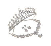 YIZITU Multifuntional Princess Hairpiece Pendant Necklace And Drop Earrings Set Dazzling Jewelry Suitable For All Day Wear Luxury Bridal Jewelry Set With Crystals