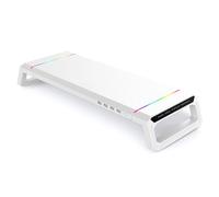 YIZITU Pantalla multifunción para monitor de oficina en casa, soporte de monitor RGB con almacenamiento, color blanco