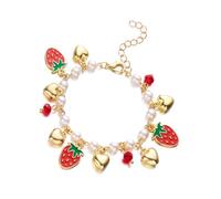 YIZITU Perlas de corazón de fresa y cerezas para mujer, ajustables, encantadoras, joyería de frutas, piezas de perlas con cuentas, as shown, aleación