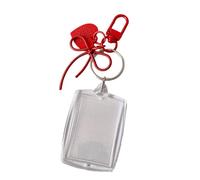 YIZITU Práctico soporte de acrílico con forma de corazón para tarjetas fotográficas portátil, llavero organizado para oficina, escritorio, viajes, almacenamiento de fotos en forma de corazón, Red, One