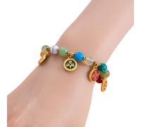 YIZITU Pulsera Ajustable De Inspiración Tibetana Elaborada con Aleación Resistente Y Cuentas Acrílicas Vibrantes para Joyería De Meditación De Yoga Joyería Artesanal Nepalí