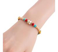 YIZITU Pulsera Ajustable De Inspiración Tibetana Elaborada con Aleación Resistente Y Cuentas Acrílicas Vibrantes para Joyería De Meditación De Yoga Joyería Artesanal Nepalí