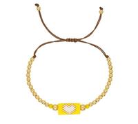 YIZITU Pulsera de moda tejida a mano con cuentas de cristal y cobre dorado para creadores de tendencias