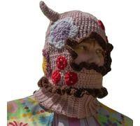 YIZITU Sombrero de punto floral con cuerno, calentador de cuello, sombrero de ladrón para cosplay, fiesta de Halloween, sombreros para hombre