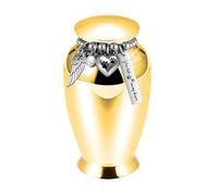 YIZITU Urna Conmemorativa Elegante para Mascotas con Cuentas Cierres De Alas Solución De Almacenamiento De Cenizas Caja De Cremación para Gatos Perdidos De Aleación De Aluminio Urna De Cremación