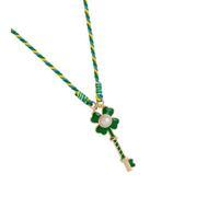 YIZITU Vibrante collar con colgante de hoja de dopamina con dije de corazón, cadena ajustable para mujer, elegante capa de tréboles coloridos, talla única, como se describe, como se describe