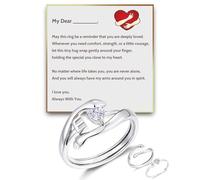 Yizone Anillo 2 en 1 con letra de abrazo para mujer, anillo de corazón de moissanita con inicial personalizada con mensaje "Always With You", regalo para mamá, hija, nieta, novia, ajustable, Piedra