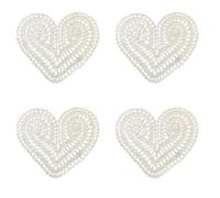 yizun hecho a mano Crochet Doily Pastoral americana retro decorativo con forma de corazón mantel individual (Juego de 4) (Beige)