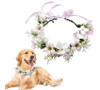 YIZWINS Collar de Flores de Boda para Perros, Tocado de Corona, Pajarita, Arco de Pelo para Perro