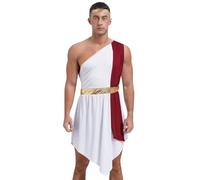 YiZYiF Adulto Emperador de Roma Disfraz de César Un Hombro Sin Mangas Dios Griego Carnaval Mardi Gras Tema del Traje del Partido borgoña M