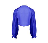 YiZYiF Chal de Boda Fiesta para Mujer Estola de Gasa Suave Bolero Chales para Vestido de Novia Ceremonia Dama de Honor Capa de Hombro Manga Larga Azul Talla Única