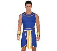 YiZYiF Disfraz de Faraón Egipcio de Ramses para Hombre Disfraz Disfraz de Príncipe Egipcio Disfraz Antiguo para Halloween Carnaval Azul XL