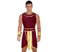 YiZYiF Disfraz de Faraón Egipcio de Ramses para Hombre Disfraz Disfraz de Príncipe Egipcio Disfraz Antiguo para Halloween Carnaval borgoña XXL