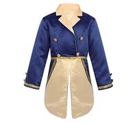 YiZYiF Disfraz Príncipe Bella y Bestia Niños Chaqueta Esmoquin de Satén Cosplay FRAC Adan Traje Príncipe Lujoso Disfraces Fantasía Halloween Navidad Fiesta Azul Marino 3 años