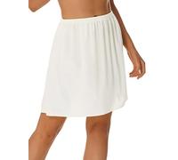 YiZYiF Enaguas para Mujer de Seda de Hielo Enaguas Larga Ropa Interior con Cintura Elástica para Vestido de Fiesta Pijamas Falda Enaguas Interior Combinación 35cm-90cm 45cm Blanco Talla Única