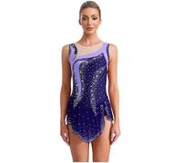 YiZYiF Maillot de Gimnasia Rítmica para Mujer, Sin Mangas y Patchwork, Transpirable para Danza Jazz S-XXL Azul Marino M