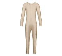 YiZYiF Maillot Largo Body Completo para Niñas Maillot Gimnasia Rítmica Manga Larga Body Entero Mono Danza Yoga Leotardo Ballet Traje Bailarina 5-12 Años Nude 13-14 años
