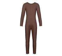 YiZYiF Maillot Largo Body Completo para Niñas Maillot Gimnasia Rítmica Manga Larga Body Entero Mono Danza Yoga Leotardo Ballet Traje Bailarina 5-12 Años Marrón 13-14 años