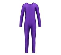 YiZYiF Maillot Largo Body Completo para Niñas Maillot Gimnasia Rítmica Manga Larga Body Entero Mono Danza Yoga Leotardo Ballet Traje Bailarina 5-12 Años Morado 13-14 años